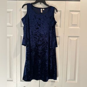 TACERA Blue Velvet Dress
